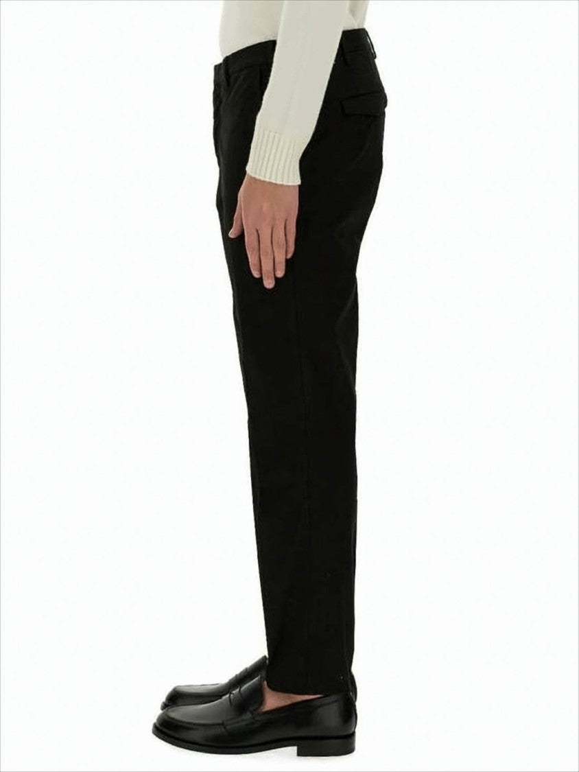 Pt Torino Tailored Slim Fit Black Suit Pants With Flat Waistband
