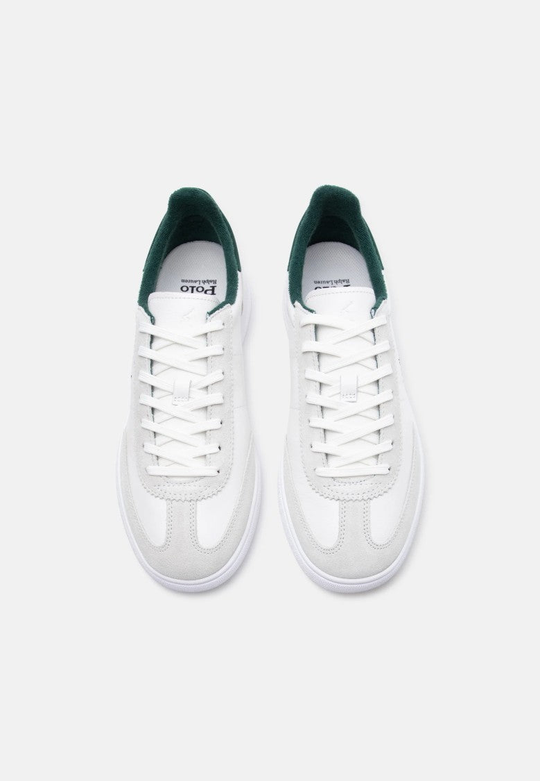 Polo Ralph Lauren Low-Top White Leather Sneakers With Suede Overlays