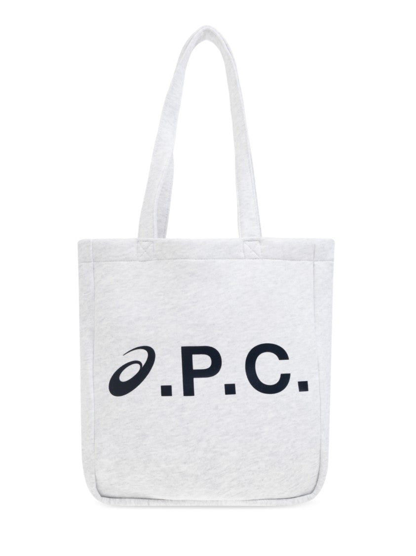 A.P.C. Grey Lou Logo Cotton Tote Bag