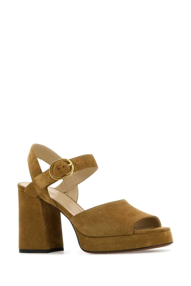Valentino Garavani Mustard Suede Vlogo Signature Sandals