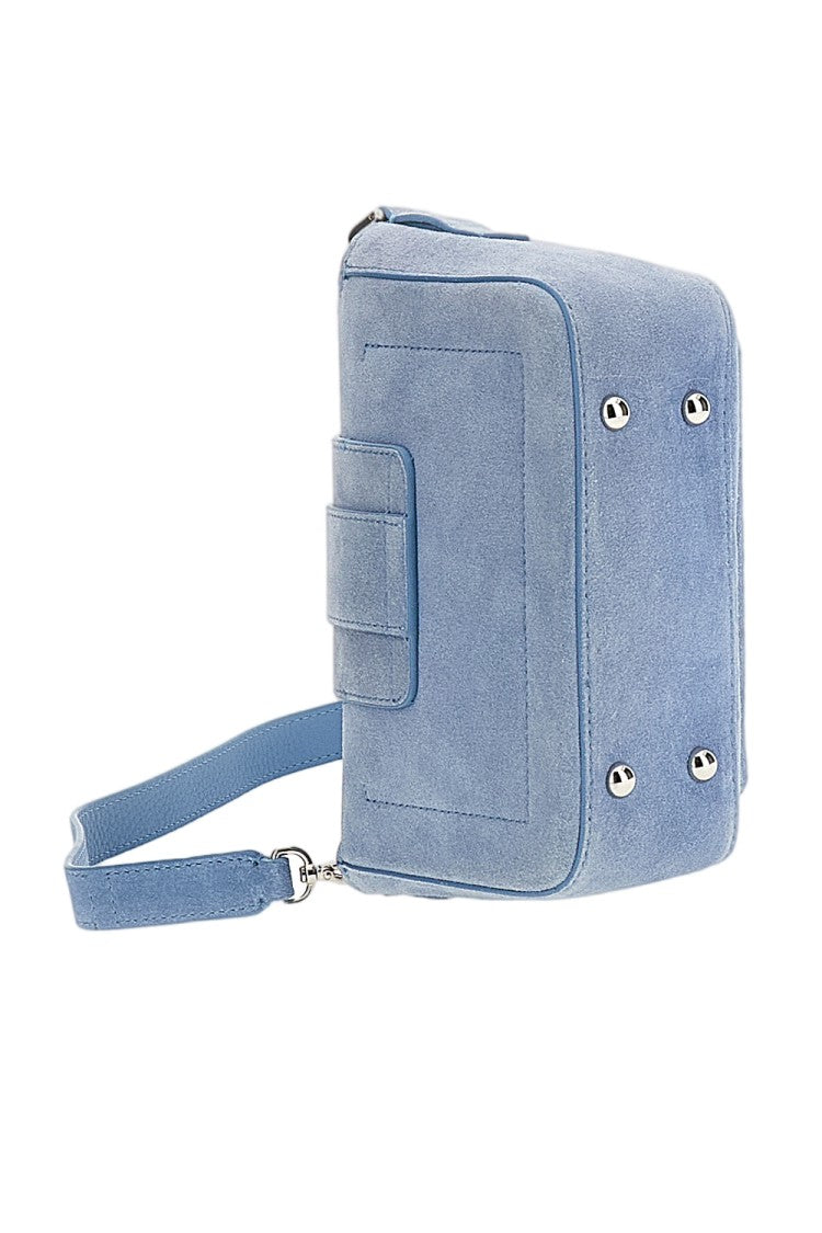 Hogan Suede Leather Rectangular Flap Bag With Magnetic Closure