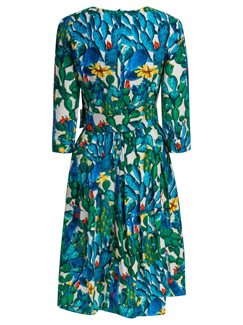 Samantha Sung Botanical Print Dress With Belted Waist