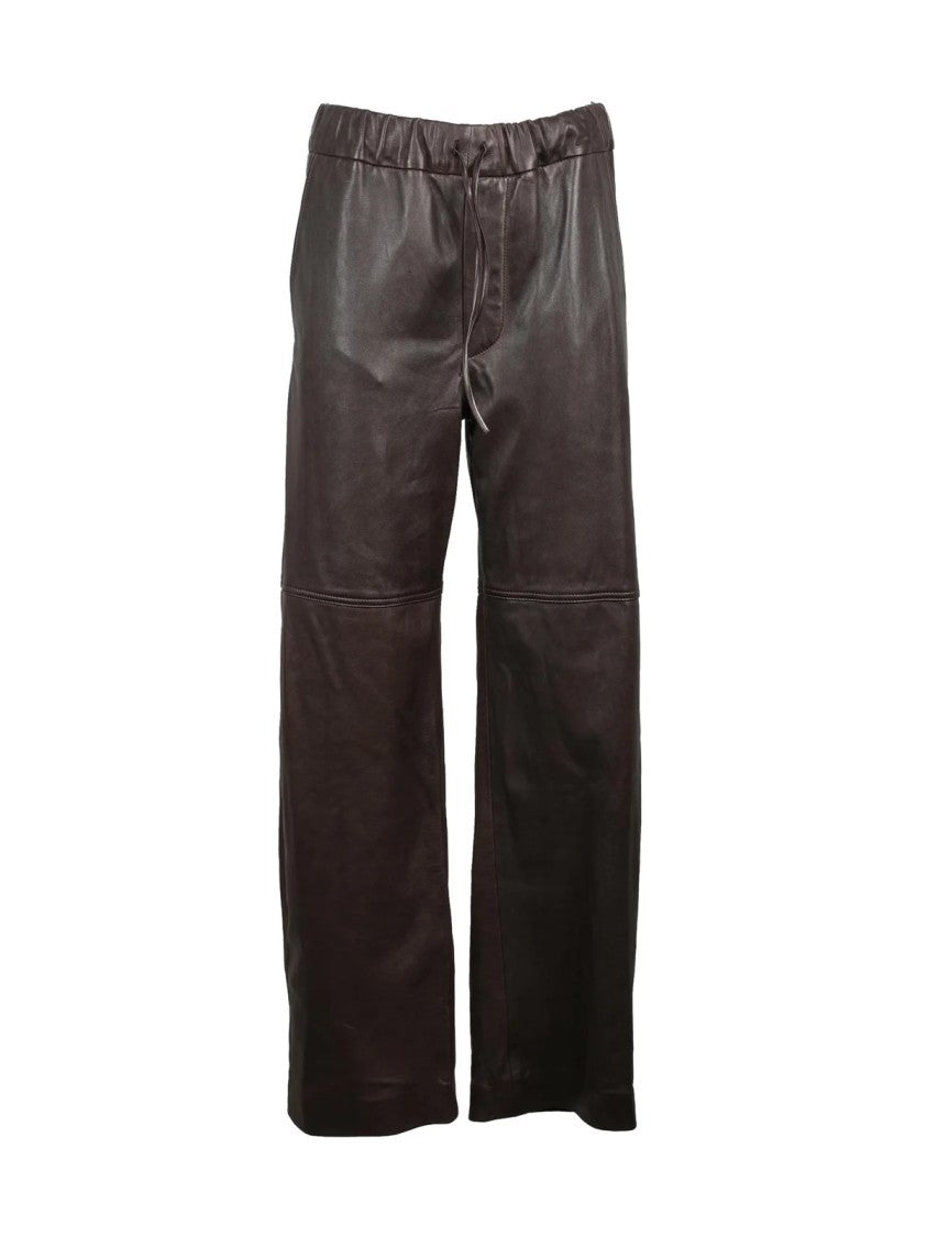 Margaux Lonnberg High-Waisted Brown Leather Pants With Adjustable Waist