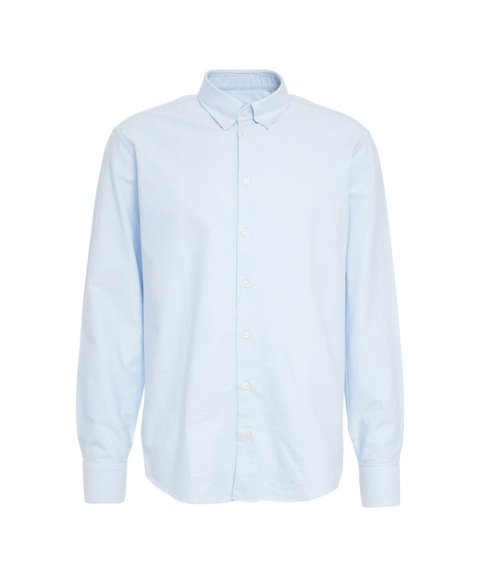 Bastoncino Classic Cotton Shirt With Button-Down Collar And Rounded Hem