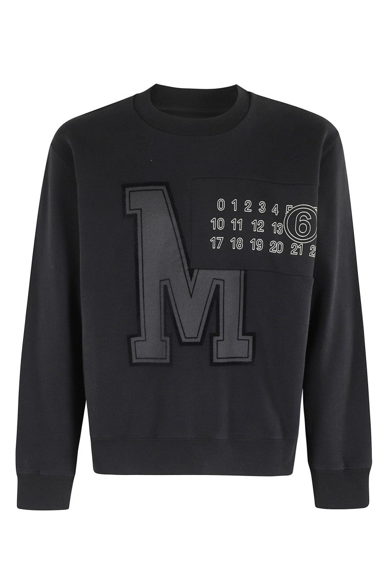 Mm6 By Maison Margiela Cropped Black Sweatshirt