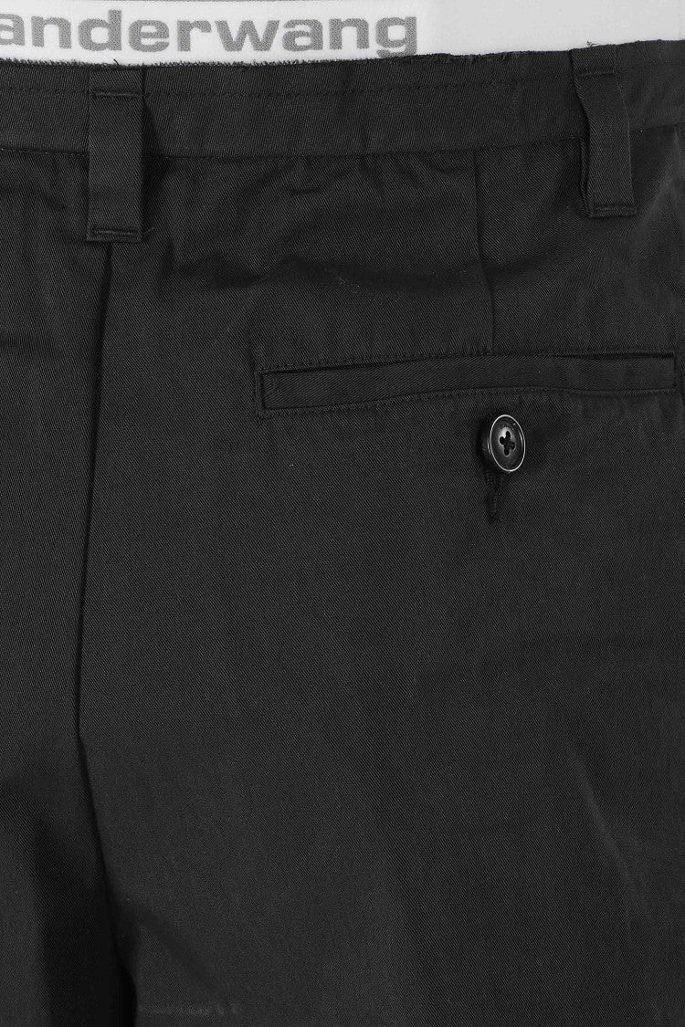 Alexander Wang Black Elastic Logo Wide-Leg Darts Cotton Shorts
