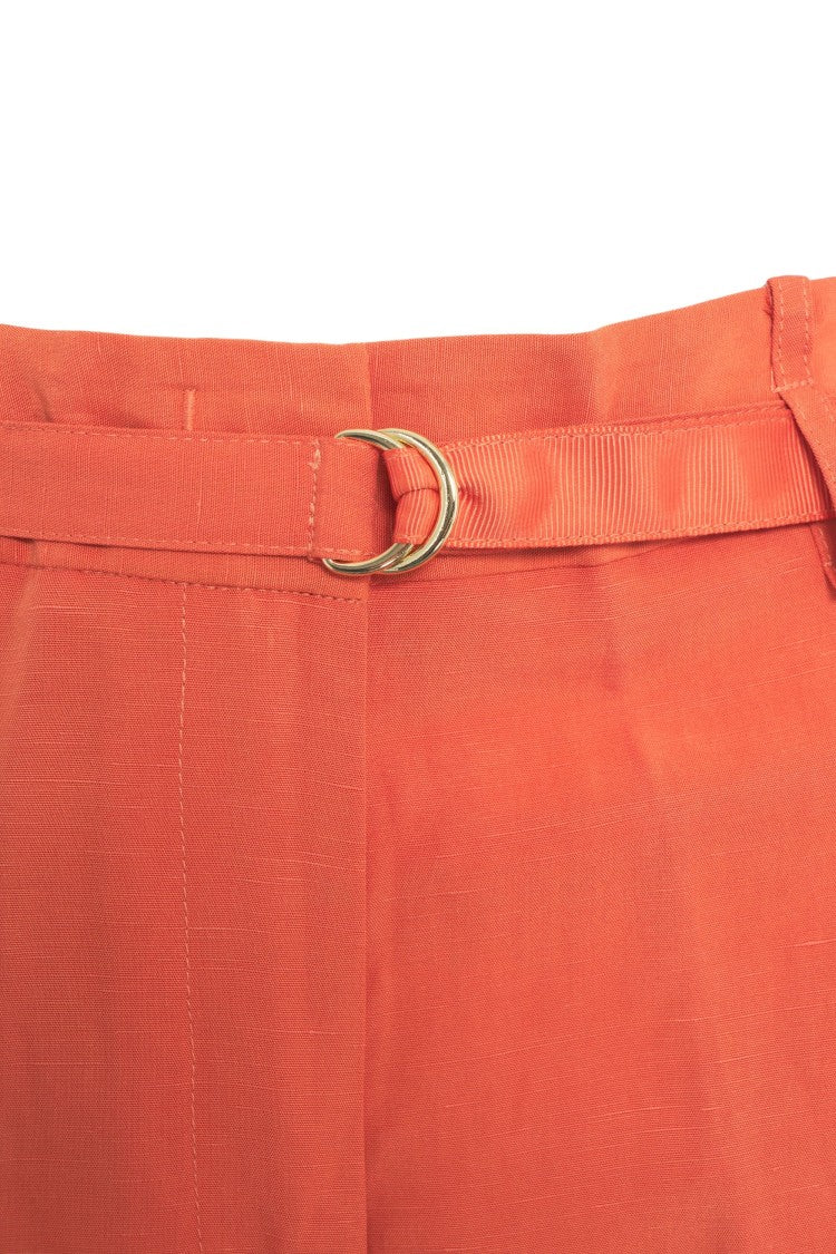 Liu Jo Linen Blend Bermuda Shorts With Waist Belt