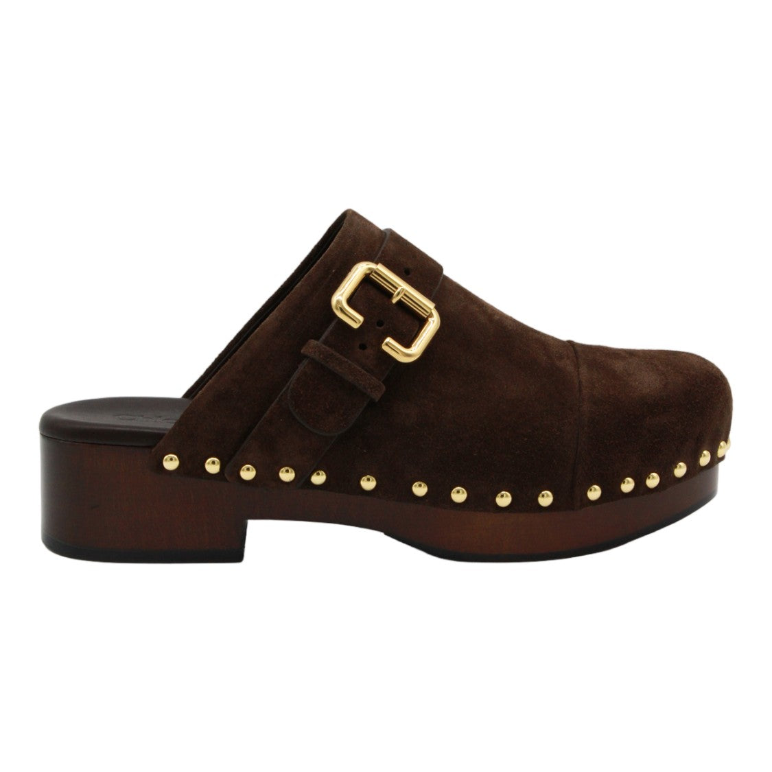 Chloé Brown Suede Sandals With Chunky Wooden Platform