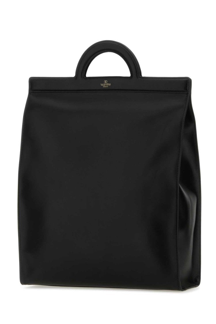 Valentino Garavani Black Leather Shopping Bag