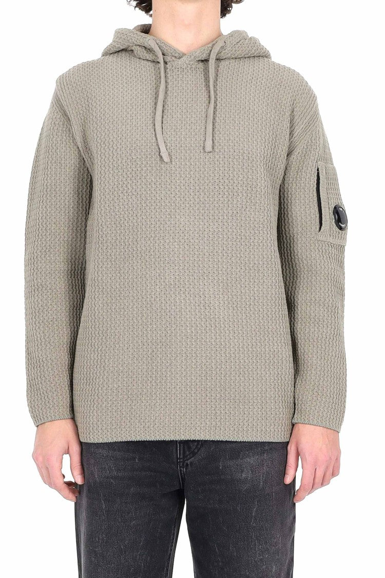 C.P. Company Textured Chunky Knit Hoodie With Drawstring Hood