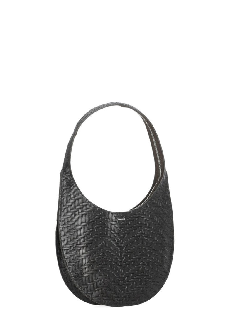 Coperni Medium Crescent-Shaped Leather Shoulder Bag With Woven Pattern