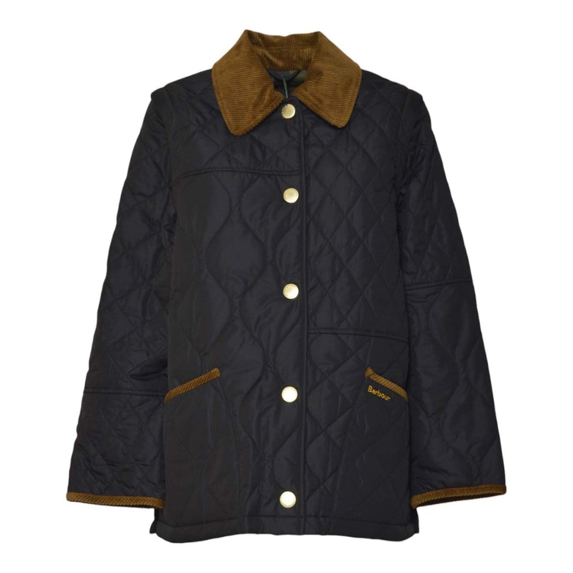 Barbour Quilted Jacket With Diamond Pattern And Corduroy Accents