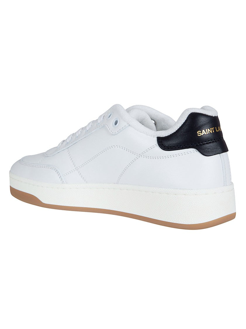 Saint Laurent Low-Top Lace-Up Sneakers With Gold Accents And Contrasting Details