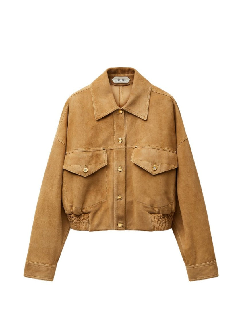Versace Tan Cropped Suede Jacket