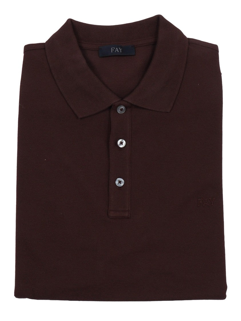 Fay Stretch Piquet Tonal Embroidery Polo Shirt