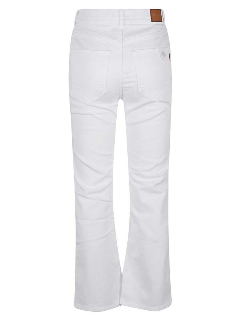Siviglia Cropped White Jeans With Flared Hem