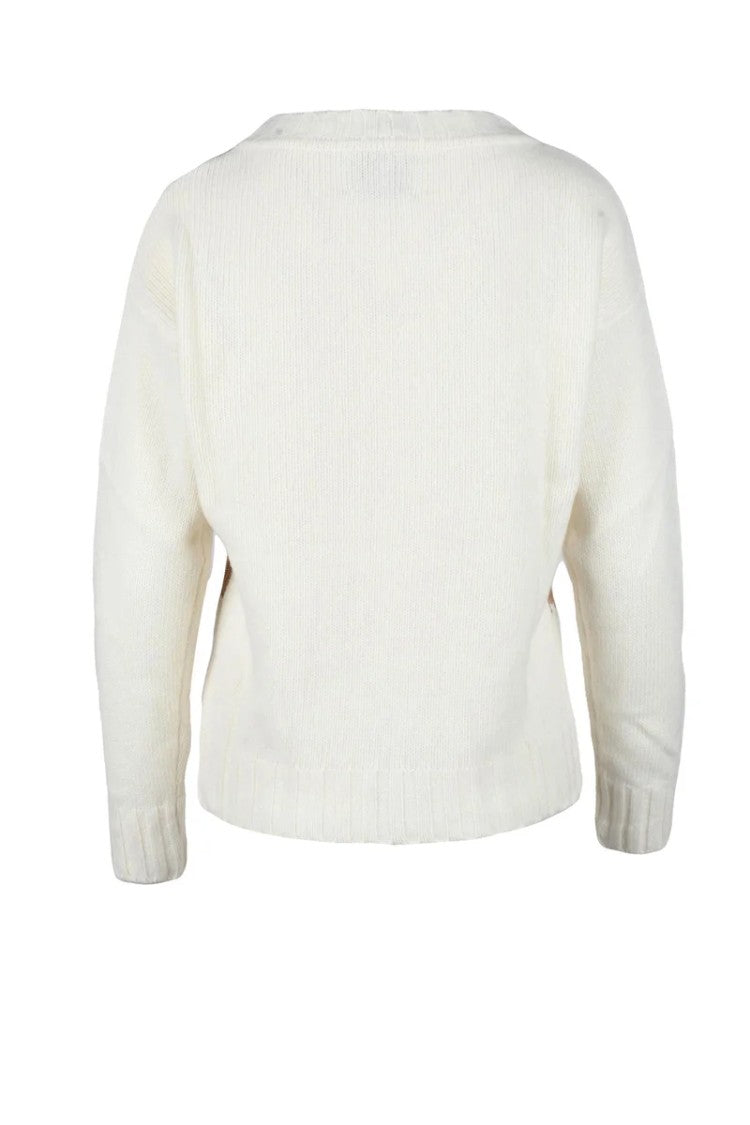 N.O.W. Andrea Rosati Cashmere Wool Sweater - White/Beige
