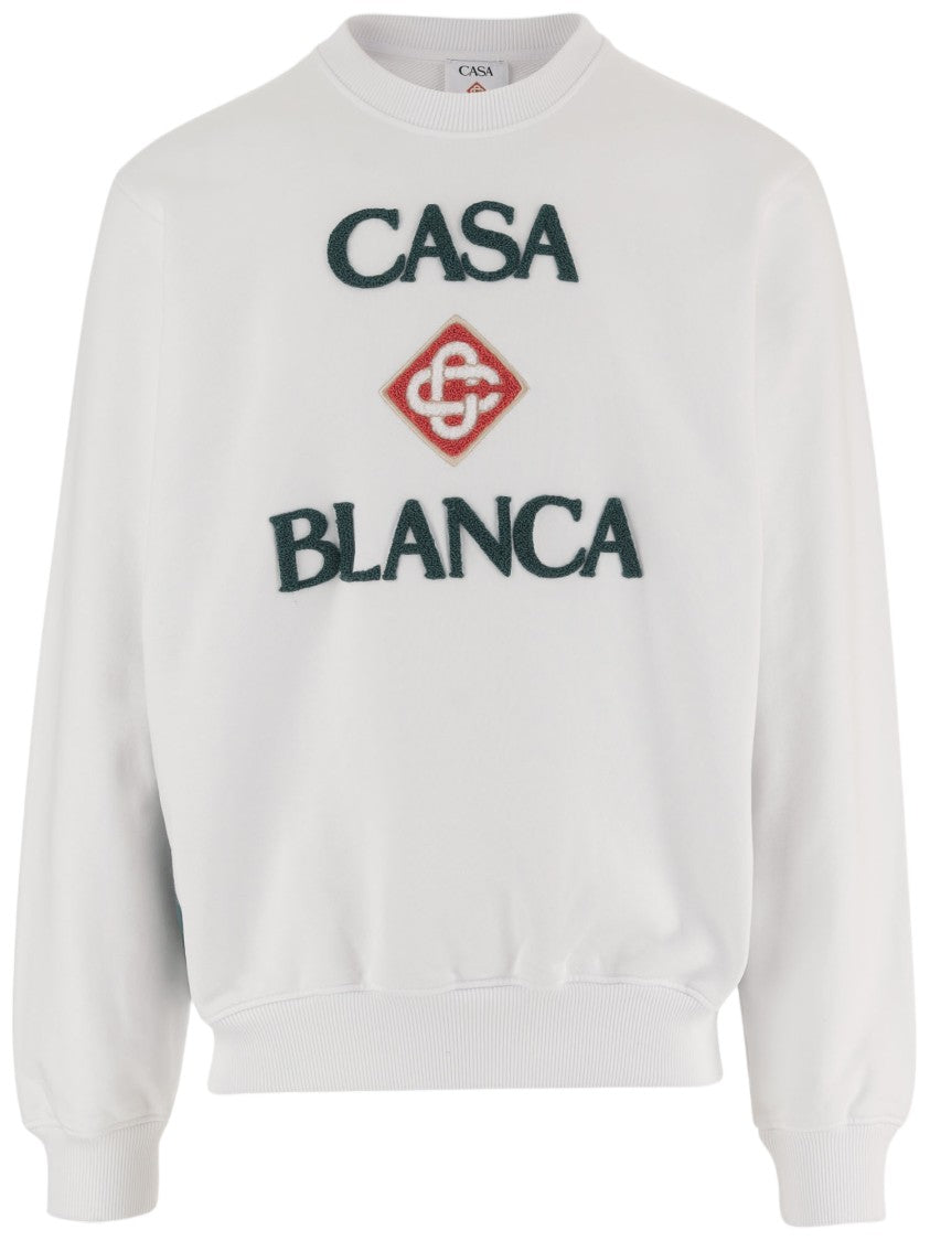 Casablanca White Crew Neck Organic Cotton Sweatshirt