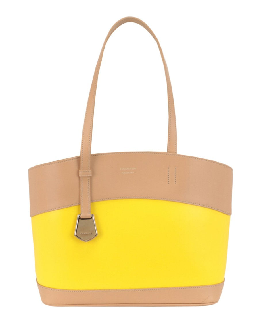 Ferragamo Medium Colorblock Leather Tote Bag With Detachable Pouch