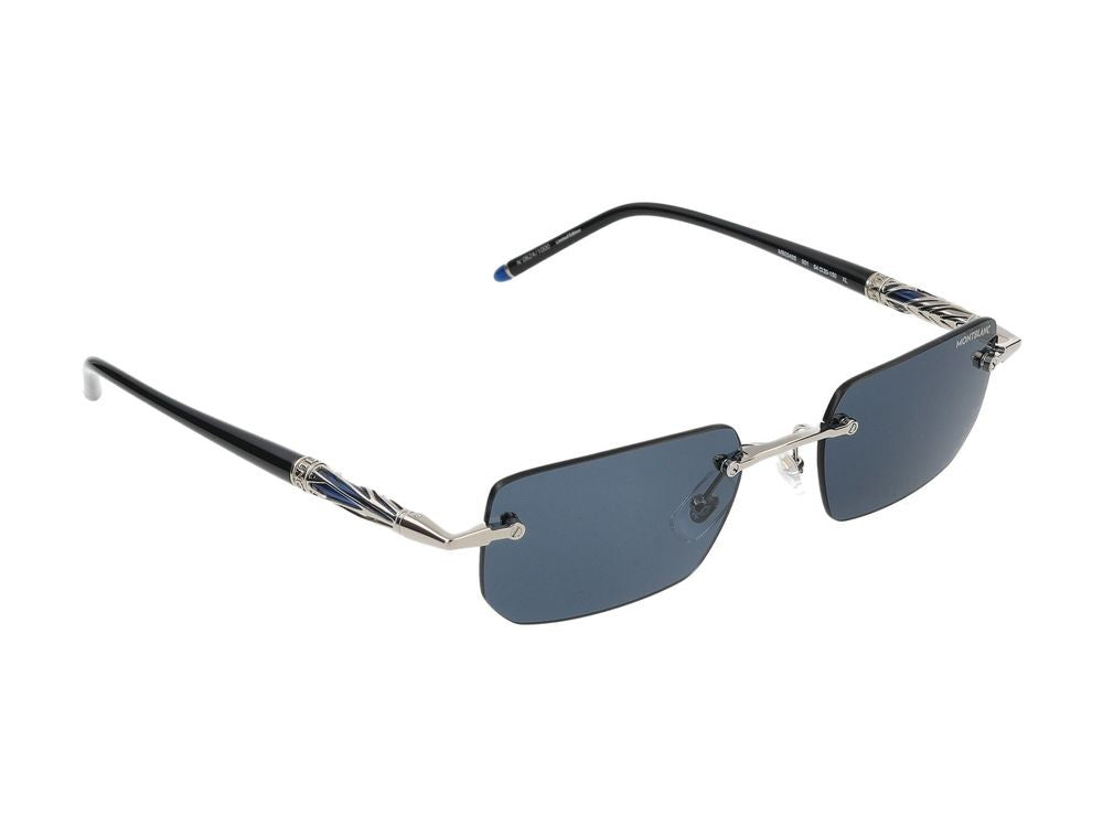 Montblanc Silver Rimless Rectangular Metal Sunglasses