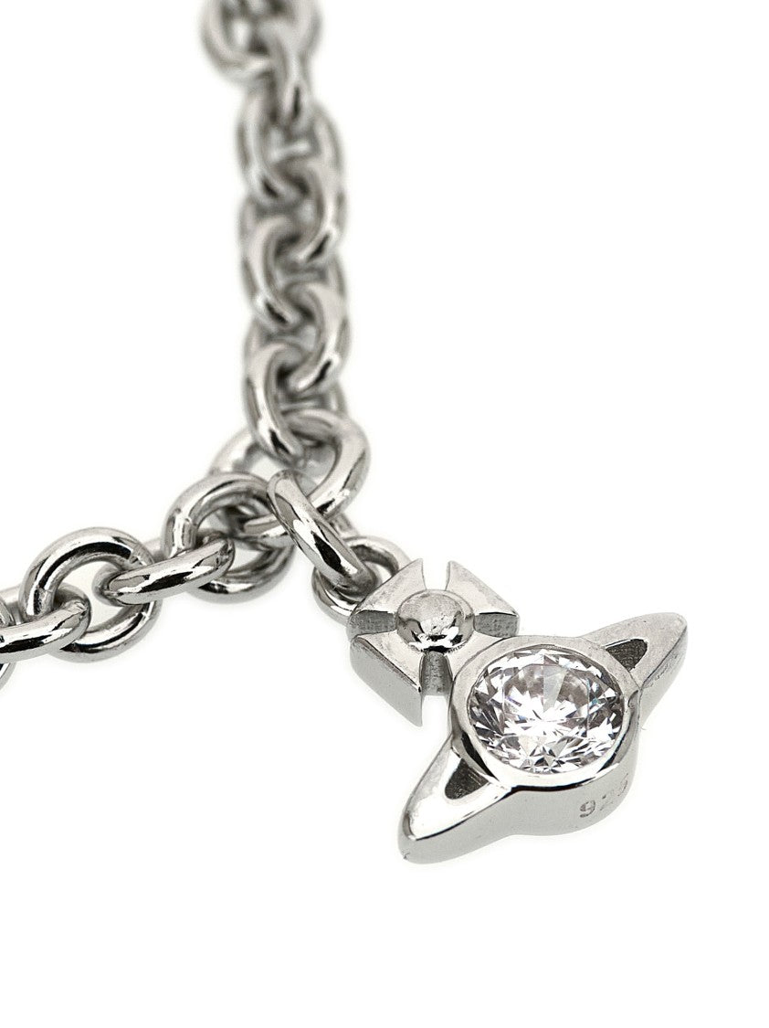 Vivienne Westwood Silver Chain Bracelet With Key-Shaped Pendant And Pavé Crystals