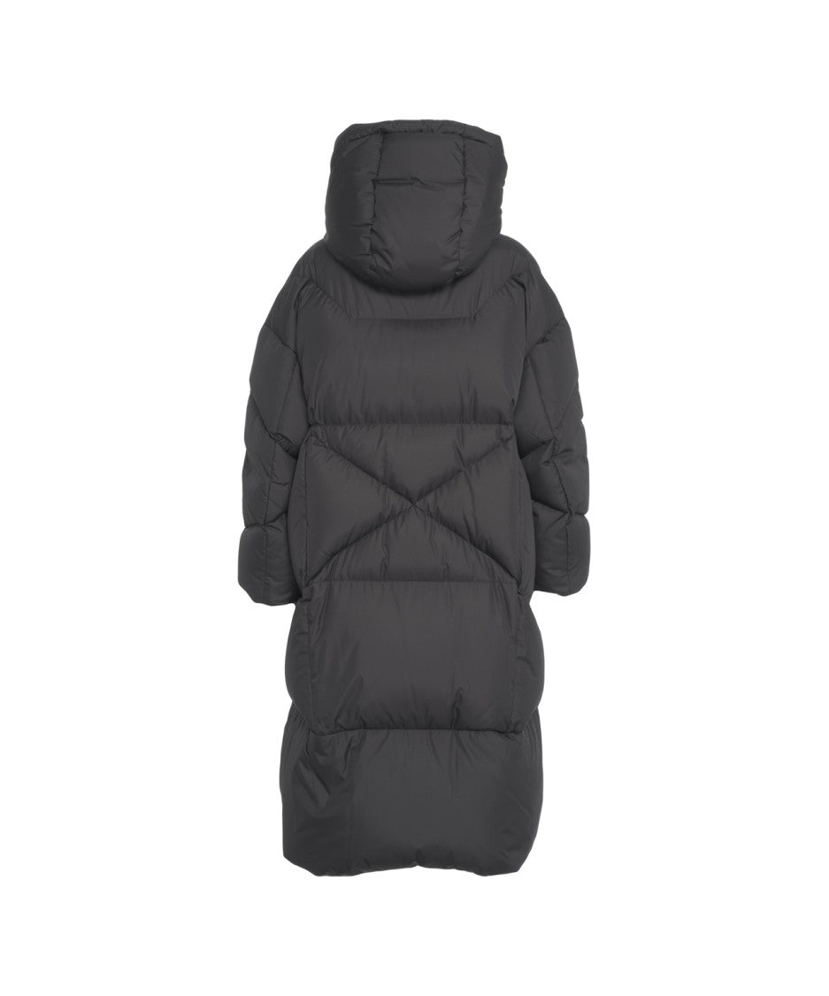 Khrisjoy Quilted Long Padded Coat With High Collar