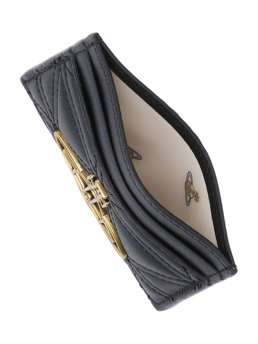 Vivienne Westwood Quilted 'Orb' Card Holder – Black