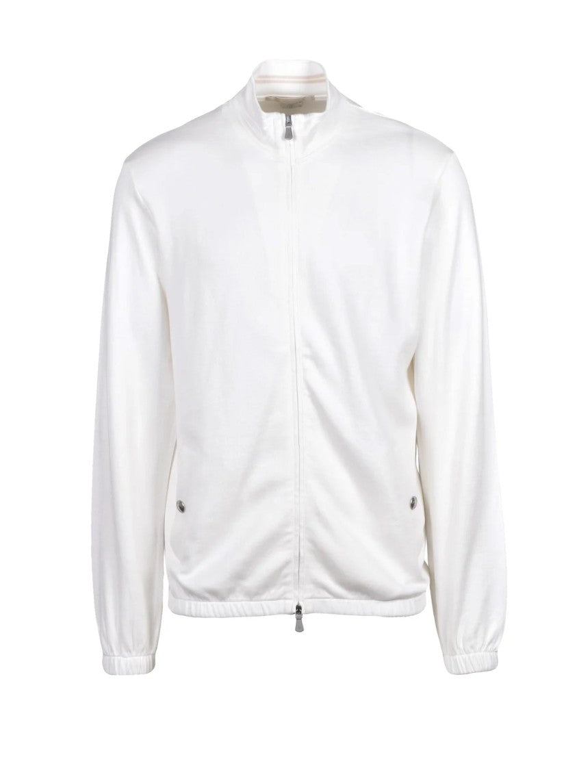 Eleventy Minimalist Zip-Up Sweatshirt With High Collar And Discreet Pockets