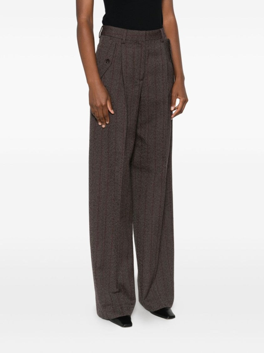 Golden Goose Wide-Leg Brown Trousers With High Waist