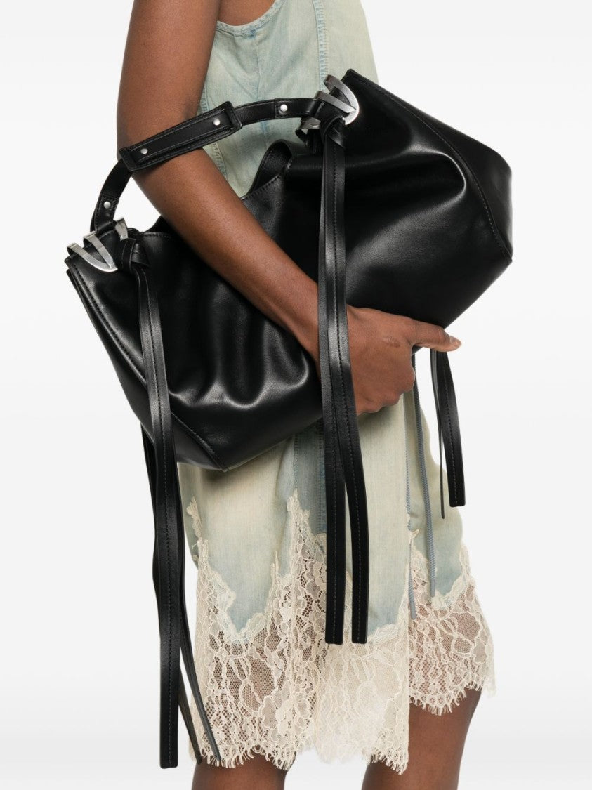 Diesel Black Silk And Nylon Silver Hardware Bag