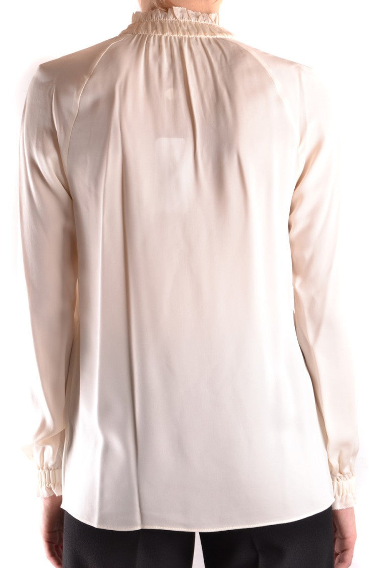 Michael Kors Flowing White Blouse With Ruffled Neckline