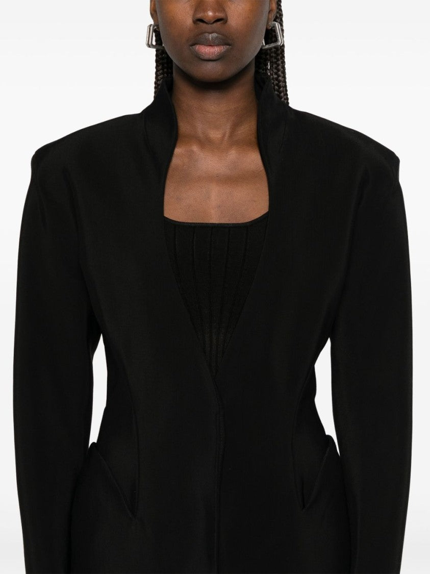 Mugler Black Press Stud Shoulder Pad Jacket