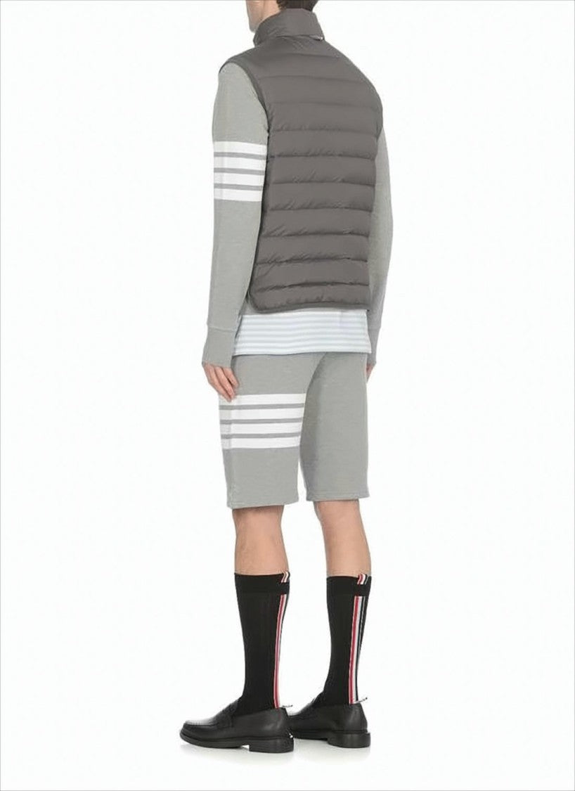 Thom Browne High Collar Padded Vest With Horizontal Quilting