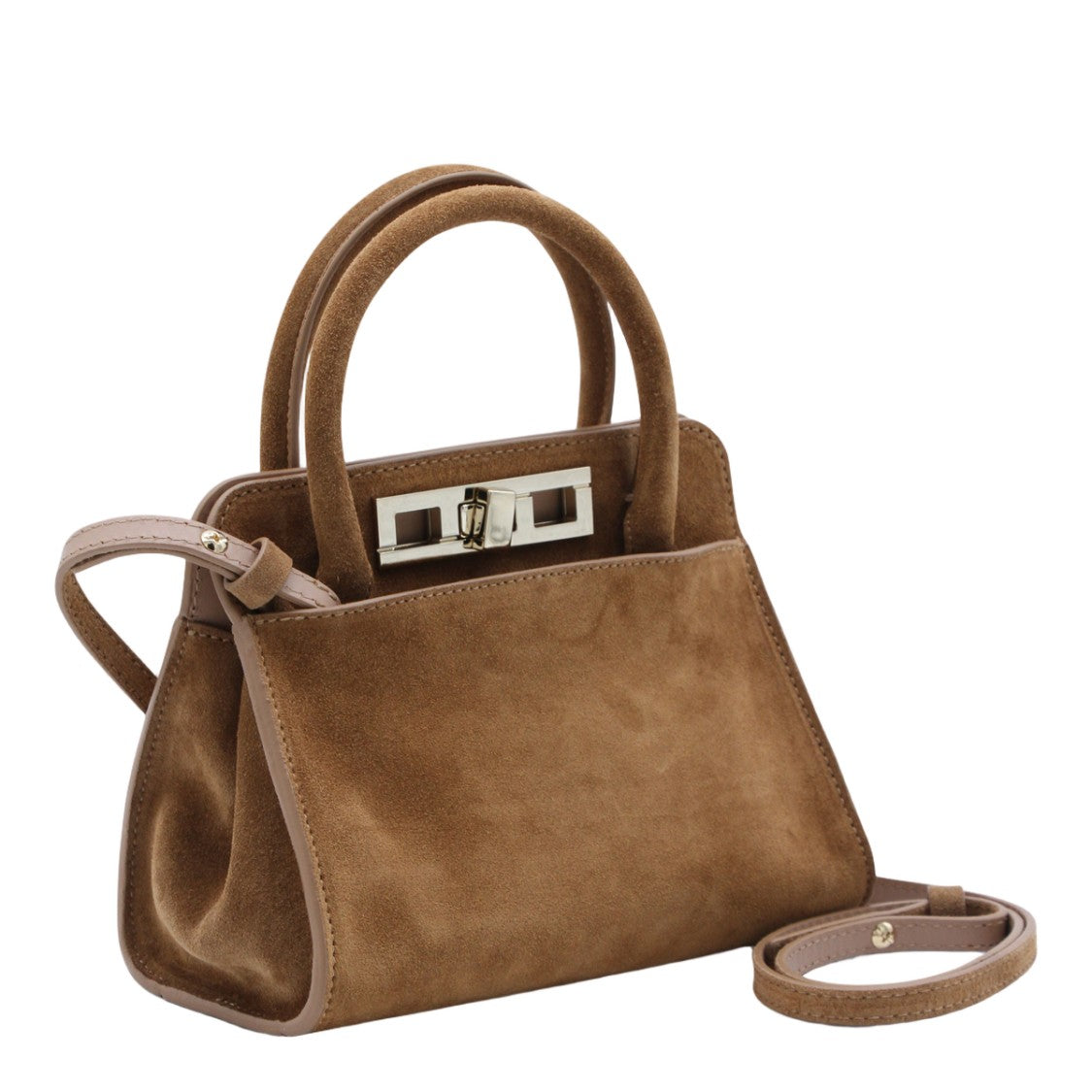 Fabiana Filippi Structured Suede Handbag With Metallic Turn-Lock Closure