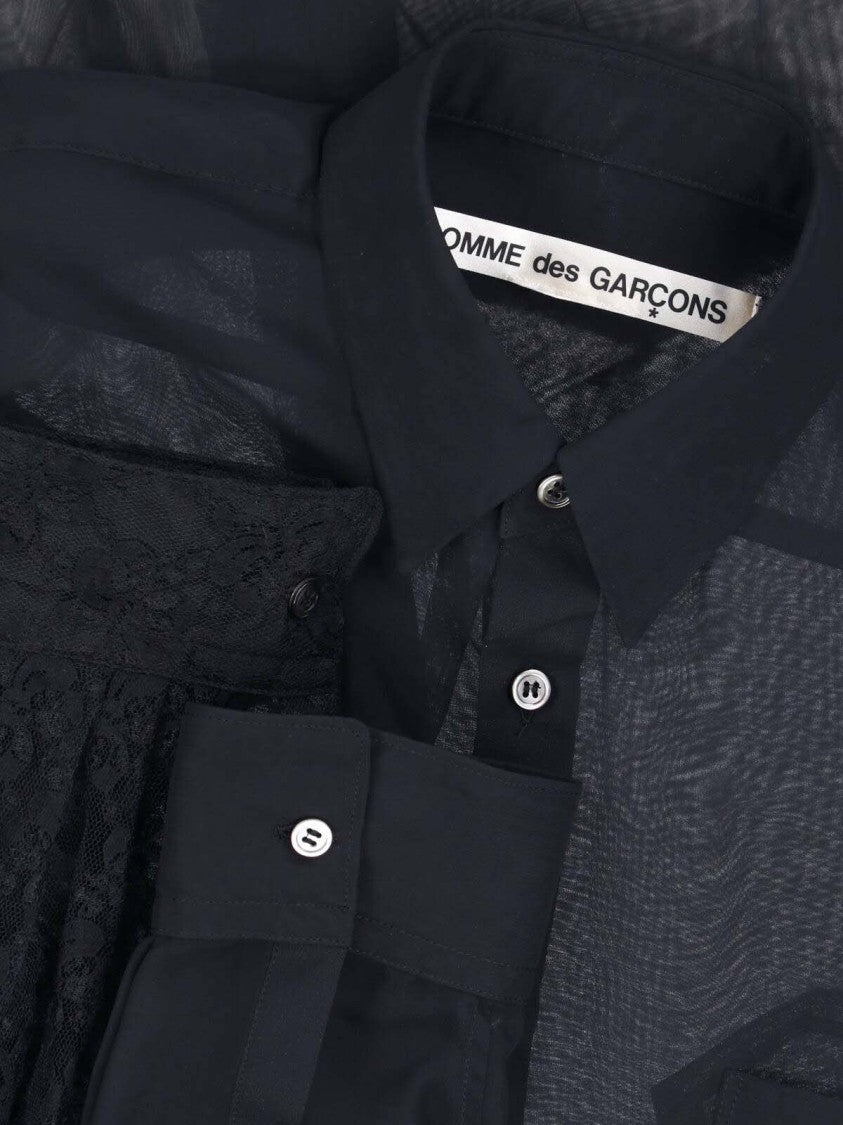 Comme Des Garçons Black Sheer Lace Button-Down Blouse