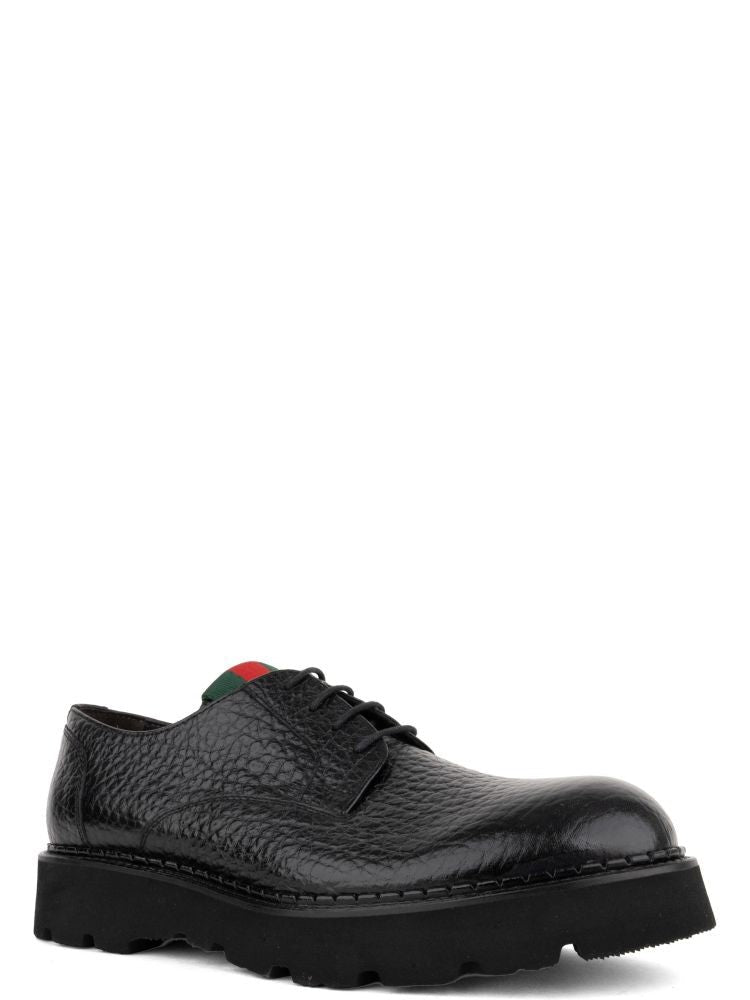 John Harrison Black Leather Rugged Sole Lace-Up Shoes