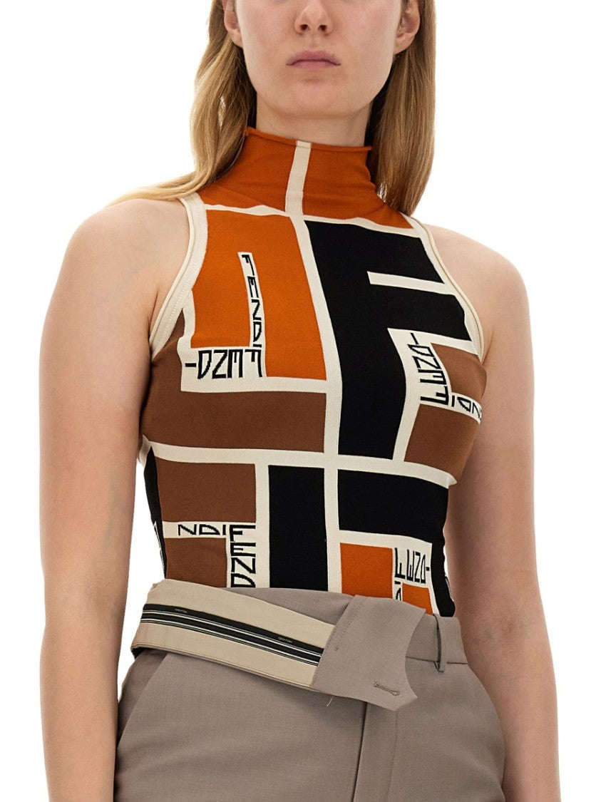 Fendi Ff Puzzle Pattern Top