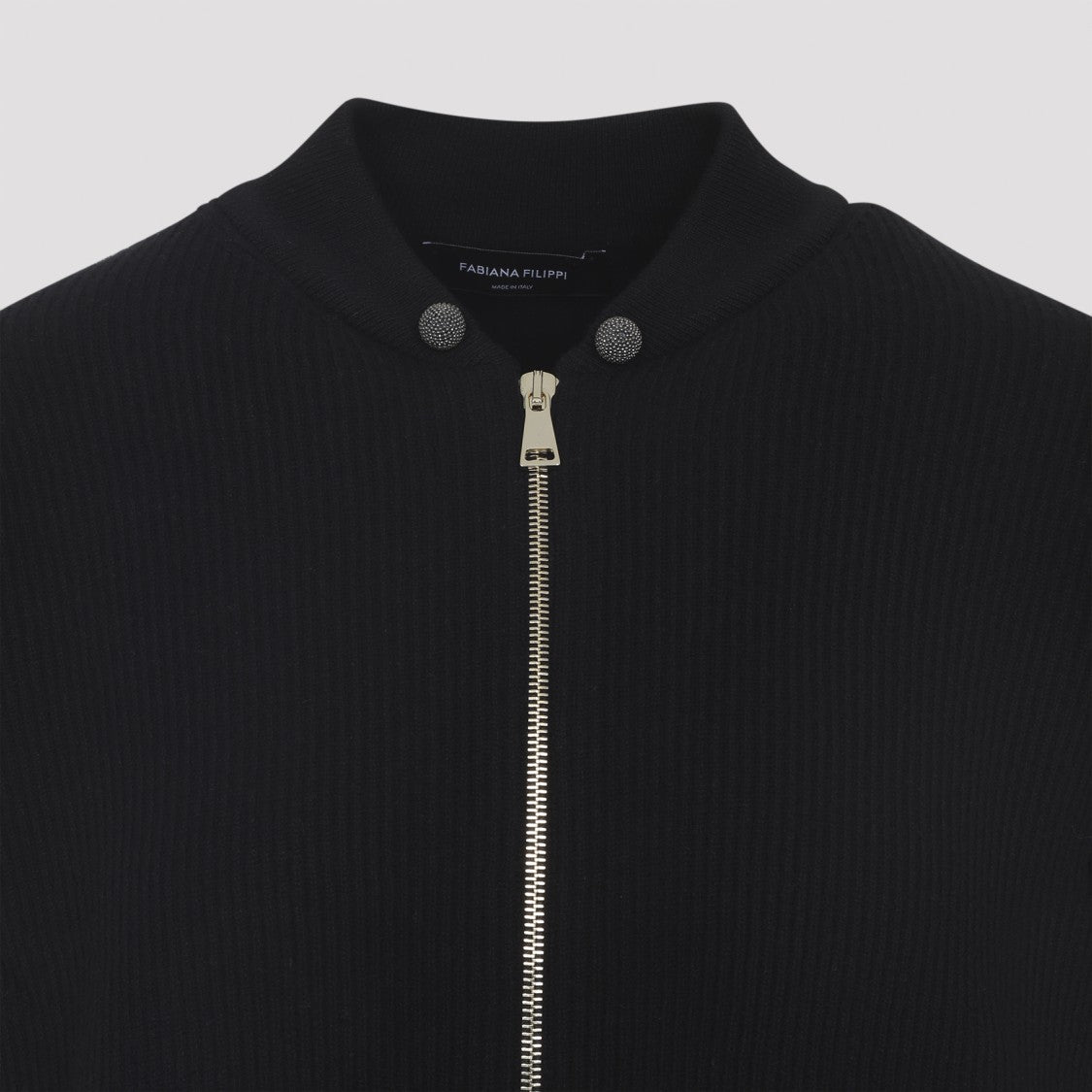 Fabiana Filippi Ribbed Virgin Wool Jacket With Signature Metal Accents