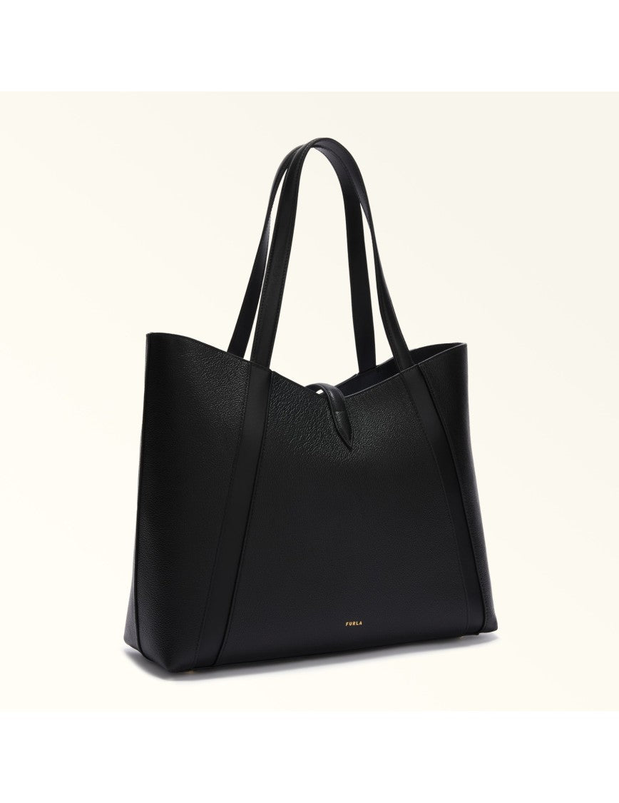 Furla Drop L Leather Tote Bag, Black