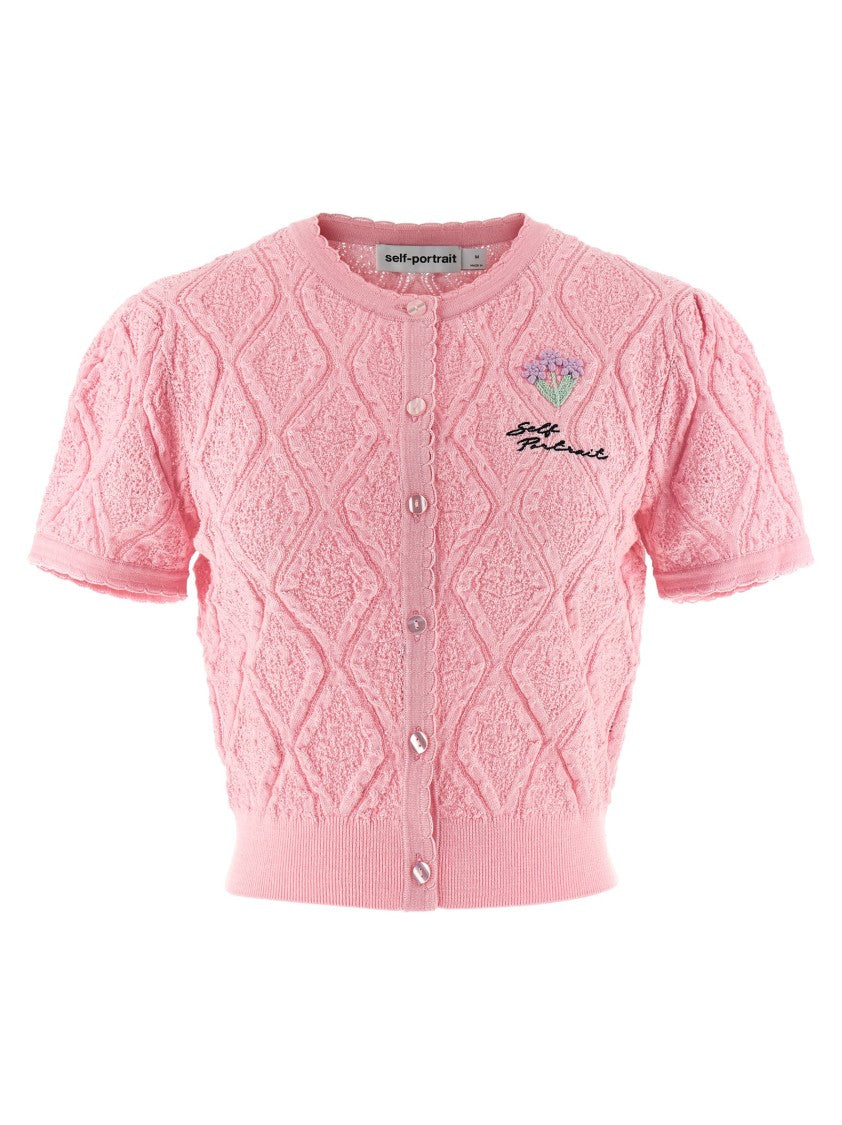Self-Portrait 'Pink Pointelle Knit' Top