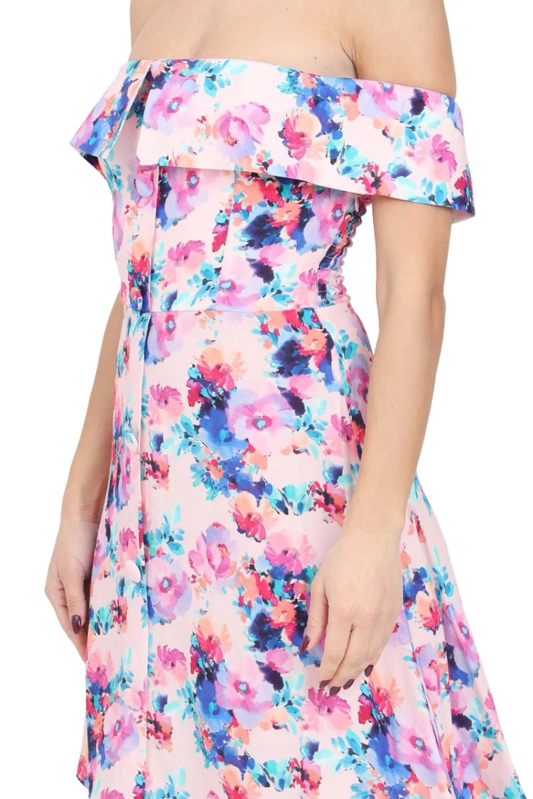 Mar De Margaritas Short Dress - Pink/Sky Blue