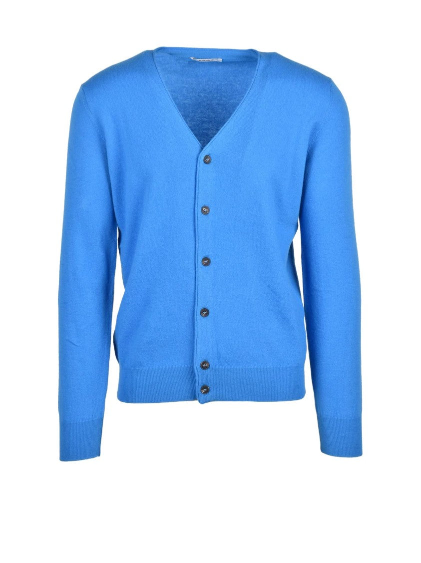 Kangra Blue Merino Wool V-Neck Cardigan