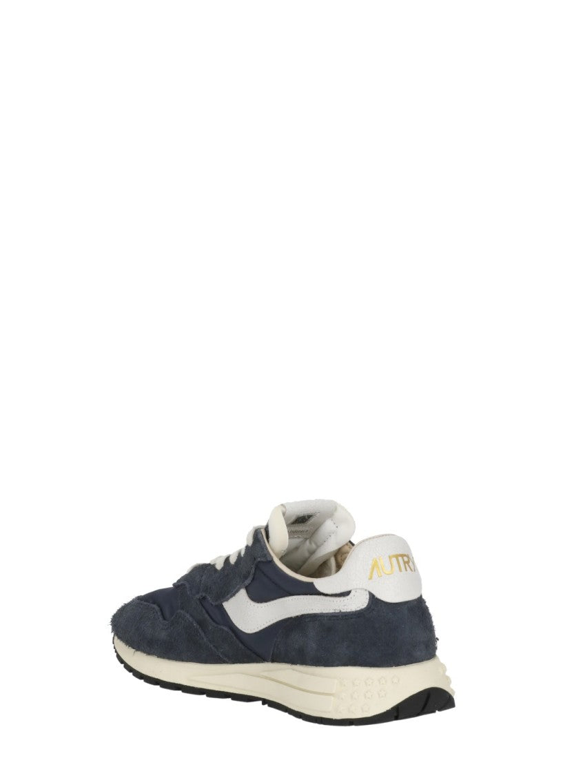 Autry Blue Reelwind Low Pebbled Leather Sneakers