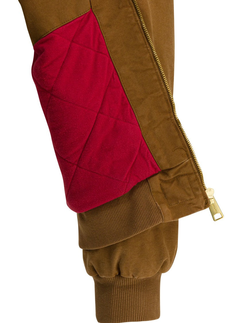Carhartt Wip Brown Organic Cotton Jacket With Corduroy Collar And Quilted Lining