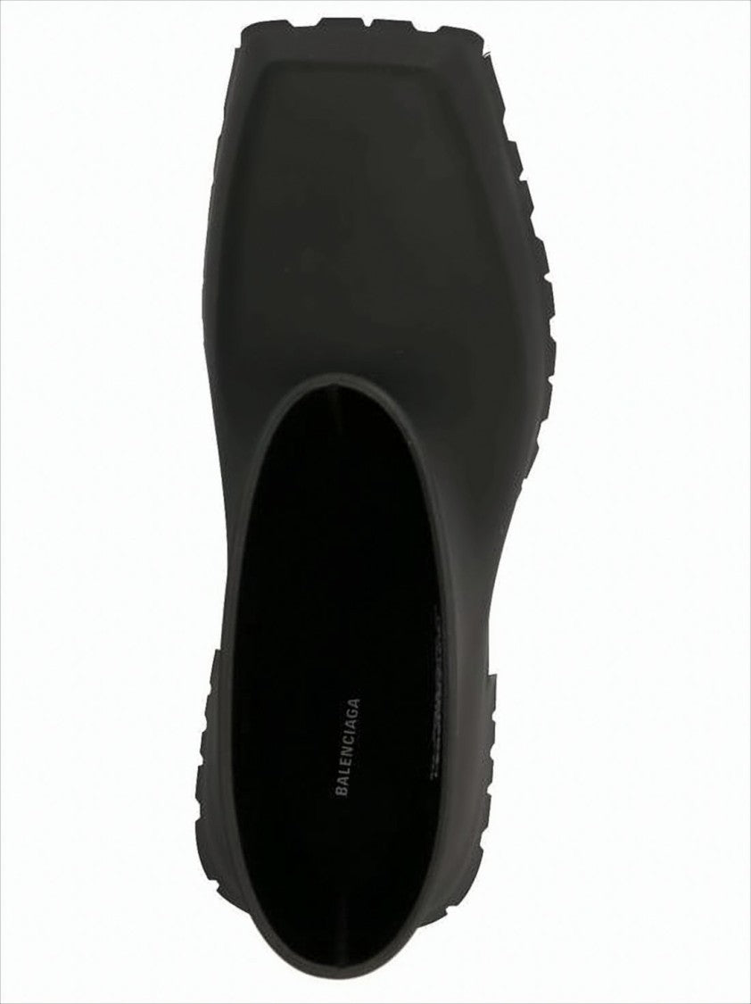Balenciaga Matte Black Mid-Calf Boots With Chunky Sole And Square Toe