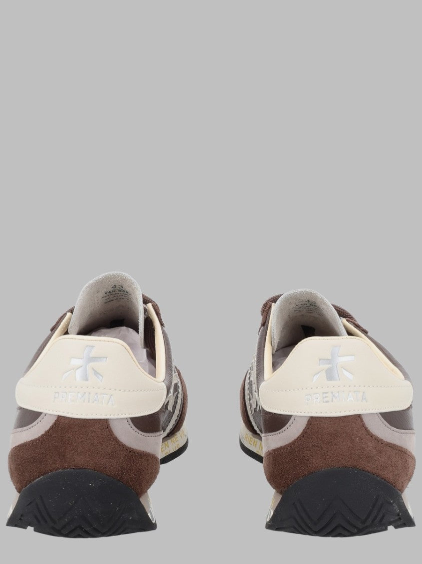 Premiata Brown Sporty Suede Leather Sneakers