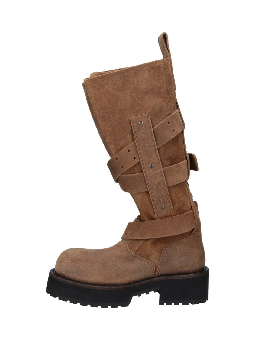 Balenciaga Venom Mid-Calf Adjustable Strap Suede Boots