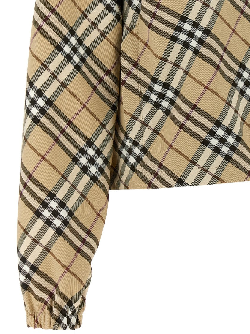 Burberry Short Hooded Jacket With Check Print