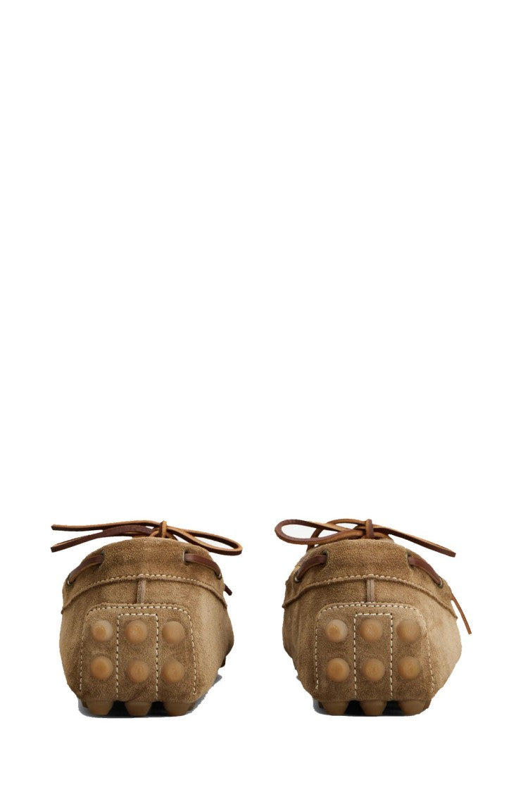Tod's Brown Lace-Tie Pebbled Rubber Sole Leather Driving Moccasins