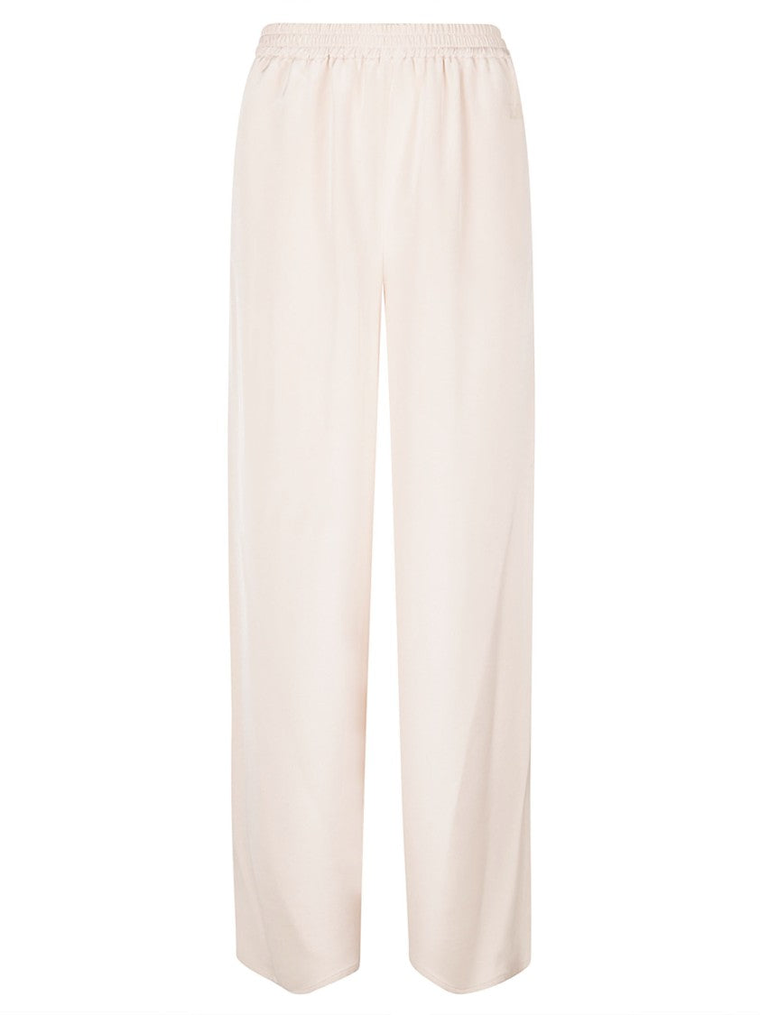 Max Mara Wide-Leg Trousers With Elastic Waistband In Smooth Silk